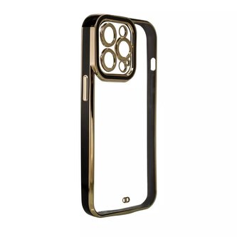 Módní pouzdro na iPhone 12 Pro Gold Frame Gel Cover Black