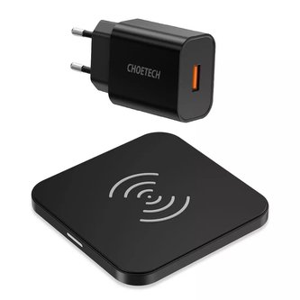 Choetech Qi 10W bezdrátová nabíječka pro sluchátka černá (T511-S) Q5003 nástěnná nabíječka Evropský standard bílý AB kabel 1,2 m bílý