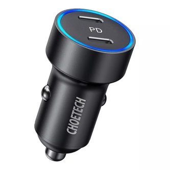 Nabíječka do auta Choetech 2x USB Type C Power Delivery 3.0 QuickCharge 3.0 AFC 36W 2.4A černá (C0054)