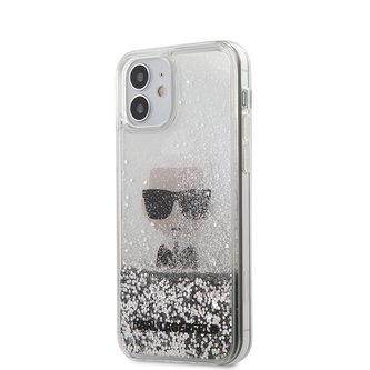 Karl Lagerfeld Liquid Glitter Ikonik - pouzdro pro iPhone 12 Mini (stříbrné)