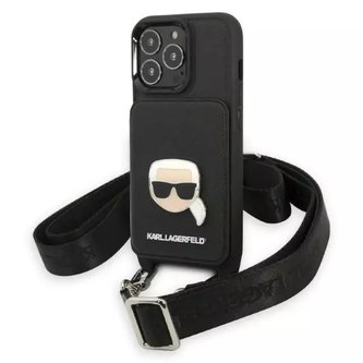 Ochranné pouzdro na telefon Karl Lagerfeld KLHCP13LSAKHPK pro Apple iPhone 13 Pro / 13 6,1" pevné pouzdro Saffiano Metal Karl Head