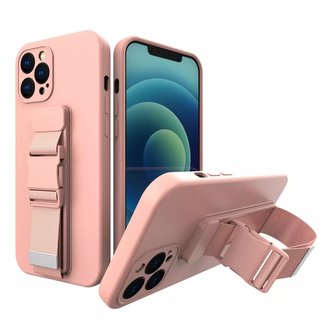 Pouzdro na lano Gelové pouzdro s řetízkem taška na šňůrku na krk iPhone 12 Pro Max růžová