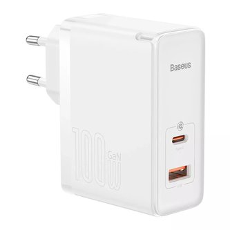 Baseus GaN5 Pro rychlá univerzální nabíječka GaN USB typu C / USB 100W PD3.0, QC4.0, AFC bílá (CCGP090202)