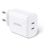 Nástěnná nabíječka UGREEN 2x USB Type C 40W Power Delivery bílá (10343)