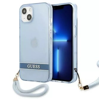 Etui Guess GUHCP13SHTSGSB do Apple iPhone 13 Mini 5,4" nebieski/modré pevné pouzdro Translucent Stap