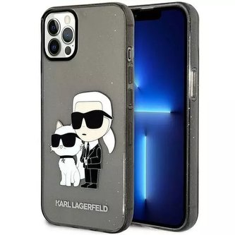 Ochranné pouzdro na telefon Karl Lagerfeld KLHCP12MHNKCTGK pro Apple iPhone 12 /12 Pro 6,1" černo/černé pevné pouzdro Gliter Karl
