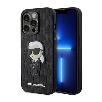 Karl Lagerfeld Saffiano Monogram NFT Ikonik - pouzdro pro iPhone 14 Pro Max (černé)