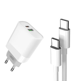 Nástěnná nabíječka s + kabelem USB-C XO L64 20W, QC3.0, PD (bílá)