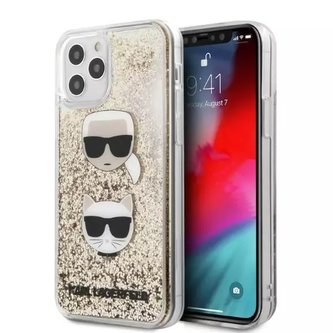 Ochranné pouzdro na telefon Karl Lagerfeld KLHCP12MKCGLGO pro Apple iPhone 12 Pro / 12 6,1" zlato/zlatý pevný obal Liquid Glitter Karl