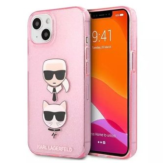 Karl Lagerfeld KLHCP13SKCTUGLP iPhone 13 mini 5,4" růžový/růžový pevný obal Glitter Karl`s