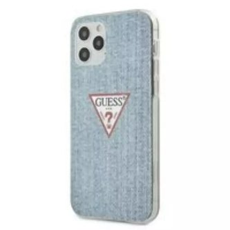 Guess GUHCP12MPCUJULLB iPhone 12/12 Pro 6,1" niebieski/světle modré pevné pouzdro Jeans Collection