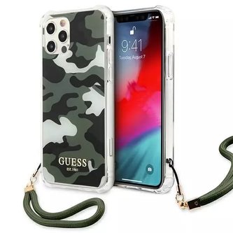 Guess GUHCP12MKSARKA iPhone 12/12 Pro 6,1" zielony/khaki pevné pouzdro Camo Collection