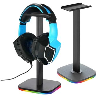 Stojánek na sluchátkový stojánek s RGB LED podsvícením Černý