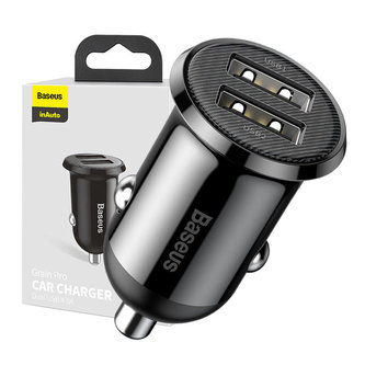Nabíječka do auta Baseus Grain Pro 2x USB 4,8A (černá)