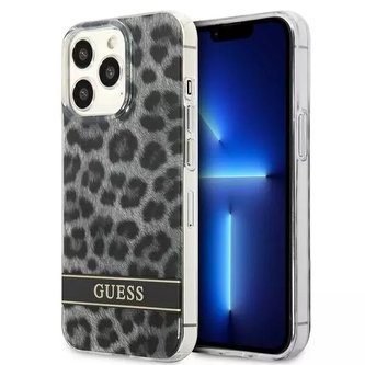 Guess GUHCP13LHSLEOK iPhone 13 Pro / 13 6,1" szary/šedé pevné pouzdro Leopard