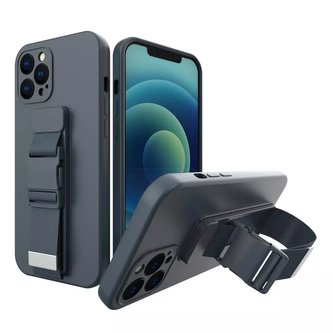 Pouzdro na lano gelové pouzdro s řetízkem na šňůrku taška na šňůrku na krk iPhone 11 Pro Max tmavě modrá