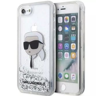 Ochranné pouzdro na telefon Karl Lagerfeld KLHCI8LNKHCH pro Apple iPhone 7/8/ SE 2020/2022 stříbrný/stříbrný pevný obal Glitter Karl Head