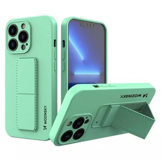 Wozinsky Kickstand Case silikonové pouzdro se stojánkem pro iPhone 13 mini mint