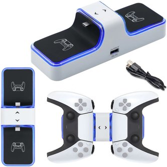 Nabíjecí dok pro PlayStation 5 Pads PS5 Oboustranná bílá a černá