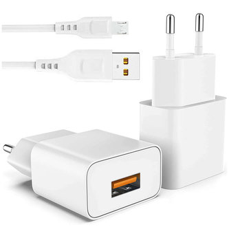 2,4A jednoduchá rychlá nabíječka USB nástěnná nabíječka USB na micro USB kabel 2400mAh 12W bílá