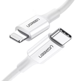 Uzelený kabel USB typu C - Lightning 3A 0,25 m bílý (US171)