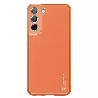 Dux Ducis Yolo elegantní kryt z ekologické kůže pro Samsung Galaxy S22 (S22 Plus) oranžový