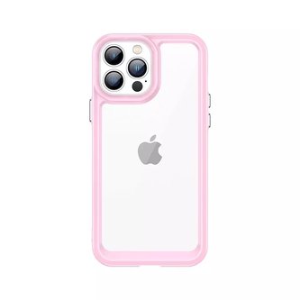 Pevný kryt Outer Space Case pro iPhone 12 Pro s gelovým rámečkem růžový