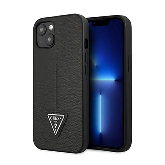 Guess Saffiano Triangle Logo Case - pouzdro pro iPhone 14 Plus (černá)