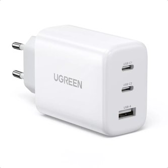 Ugreen rychlonabíječka 2x USB Type C / USB 65W PD3.0, QC3.0/4.0 bílá (CD275)