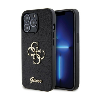Guess Glitter Script Big 4G - pouzdro pro iPhone 13 Pro (černé)