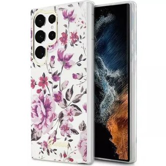 Etui Guess GUHCS23LHCFWST do Samsung Galaxy S23 Ultra S918 bílé/bílé pevné pouzdro Flower Collection
