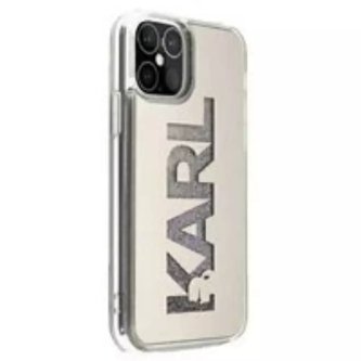 Karl Lagerfeld KLHCP12LKLMLGR iPhone 12 Pro Max 6,7" srebrny/stříbrný pevný obal Mirror Liquid Glitter Karl