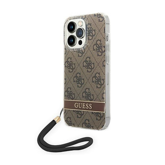 Guess 4G Print Cord - pouzdro pro iPhone 14 Pro (hnědé)