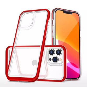 Průhledné pouzdro 3v1 pro iPhone 13 Pro Max Frame Cover Gel Red
