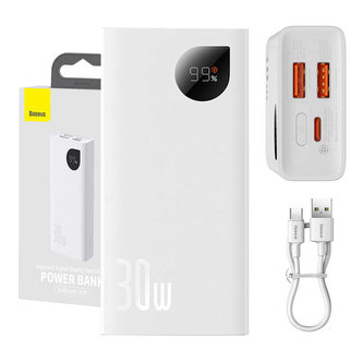 Powerbanka Baseus Adaman2 10000mAh, 2xUSB, USB-C, 30W (bílá)