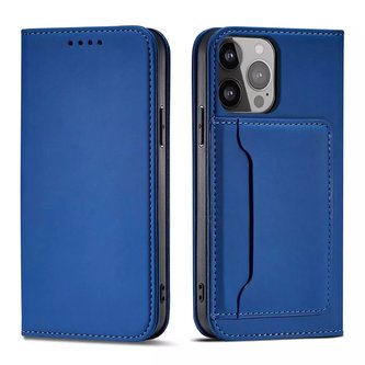 Magnet Card Case pro iPhone 13 mini obal na karty peněženka stojánek na karty modrý