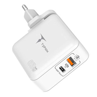 Mega Gan nástěnná nabíječka PowerDelivery PD QuickCharge QC 65W USB USB-C typ C bílá