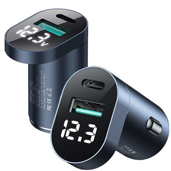 Nabíječka do auta Joyroom C-A17 USB USB-C 42,5W QC PD AFC SCP tmavě modrá