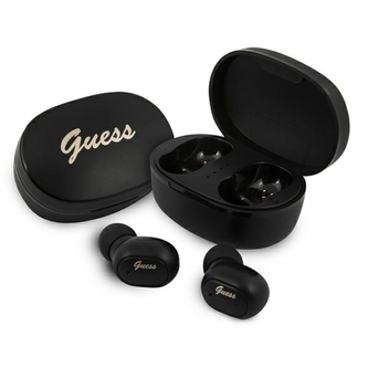 Guess Script Logo - Sluchátka Bluetooth TWS + nabíjecí pouzdro (černá)