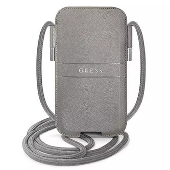 Kabelka Guess GUPHLPSASBGR 6,7" šedá / šedá Saffiano Strap