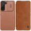 Nillkin Qin Leather Pro Case Cover pro Samsung Galaxy S22 Plus Ochranný kryt pouzdra na fotoaparát Flip Cover Hnědý