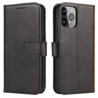Magnet Phone Case pro iPhone 13 Pro Max elegantní kryt pouzdra s flip krytem a funkcí stojánku černý