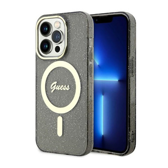 Guess Glitter Gold MagSafe - pouzdro pro iPhone 14 Pro Max (černé)