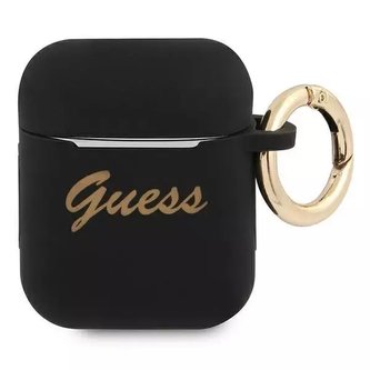 Guess GUA2SSSK kryt AirPods černý/černý silikonový Vintage Script