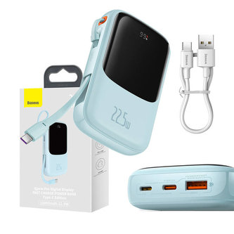 Powerbanka Baseus Qpow Pro s kabelem USB-C, USB-C, USB, 10000 mAh, 22,5 W (modrá)
