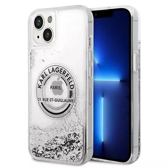 Karl Lagerfeld ochranné pouzdro na telefon KLHCP14SLCRSGRS pro Apple iPhone 14 6,1" stříbrný/stříbrný pevný obal Liquid Glitter RSG