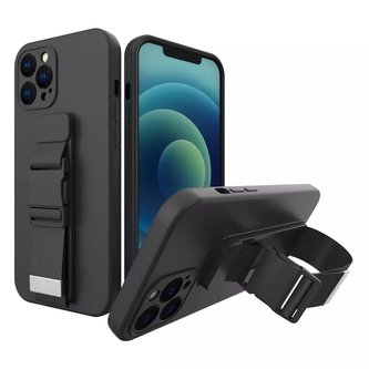 Pouzdro na lano gelové pouzdro s řetízkem na šňůrku taška na šňůrku na krk iPhone 12 Pro Max černá