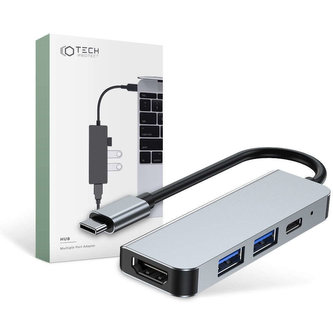 Hub adaptér 2x USB-A HDMI USB-C V2-HUB 4w1 USB-C šedý