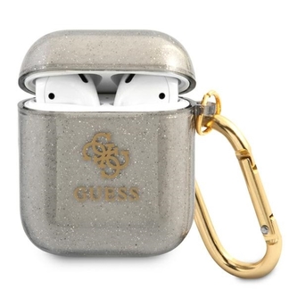 Guess Coloured Glitter - pouzdro na Airpods (černé)