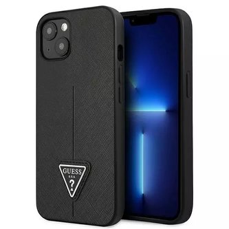 Etui Guess GUHCP14SPSATLK do Apple iPhone 14 6,1" černý/černý pevný obal SaffianoTriangle Logo